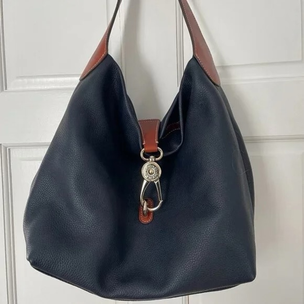 Dooney & Bourke Navy and Brown Hobo Bag